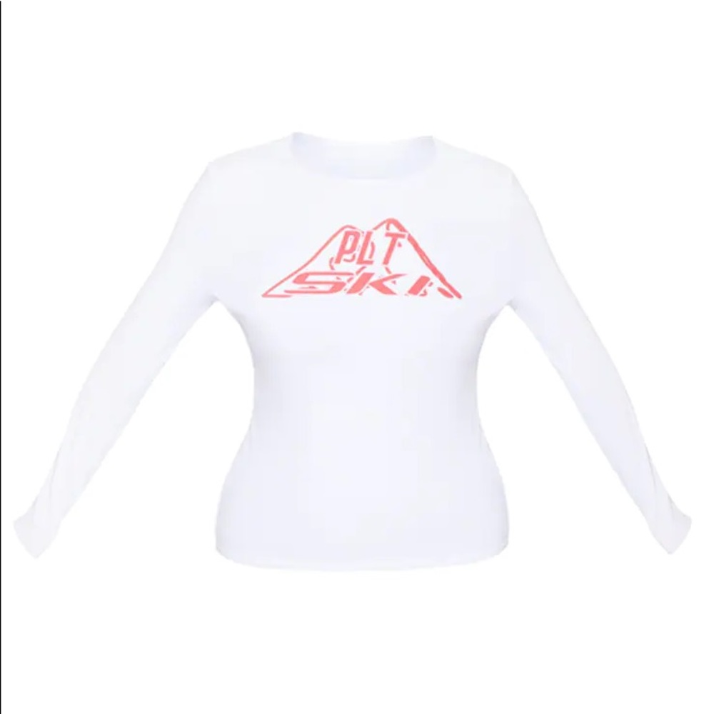 PRETTYLITTLETHING SKI Plus White Logo Long Sleeve Top